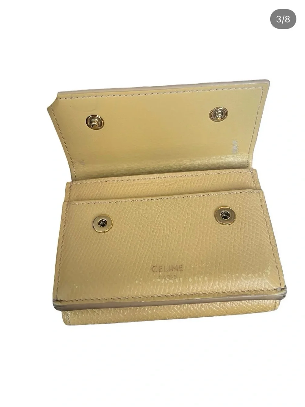 Celine Yellow Pebbled Leather foldable wallet